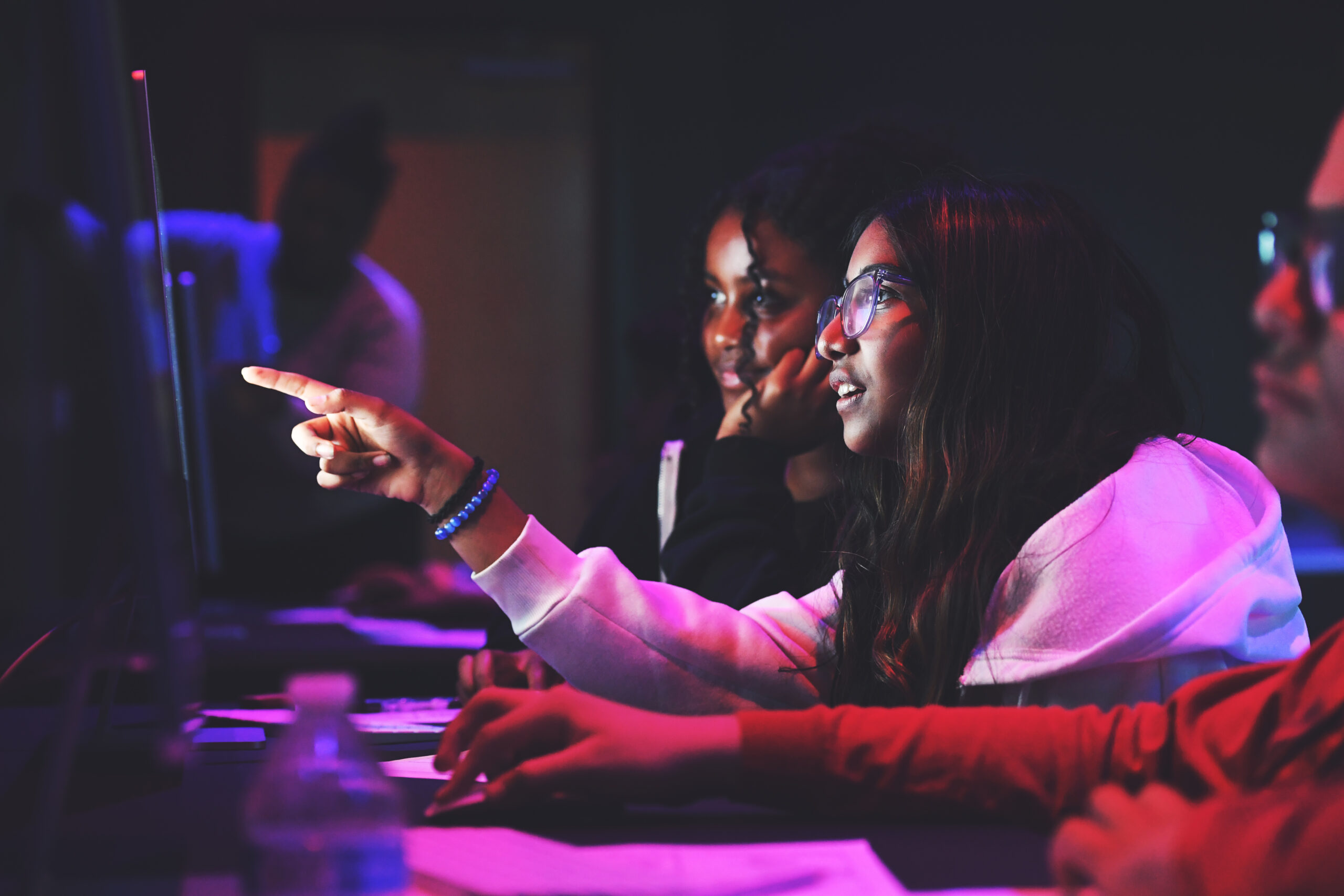 TGR Learning Lab Anaheim students in multi-media center